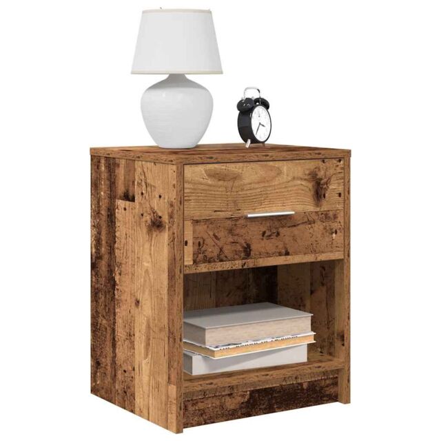 Berkfield Home Bedside Cabinets 2 pcs with Drawer Old Wood 40x34x50 cm in Brown - Size: 40 x 34 x 50 cm - image 1