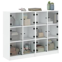 Berkfield Home Bookcase with Doors White 136x37x109 cm Engineered Wood - Size: 136 x 37 x 109 cm - thumbnail 5