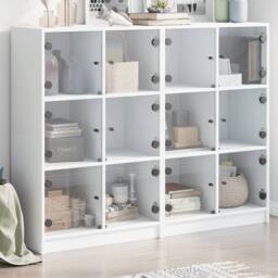 Berkfield Home Bookcase with Doors White 136x37x109 cm Engineered Wood - Size: 136 x 37 x 109 cm - thumbnail 2