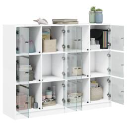 Berkfield Home Bookcase with Doors White 136x37x109 cm Engineered Wood - Size: 136 x 37 x 109 cm - thumbnail 4