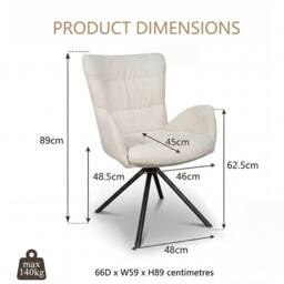 SONARA Single Luxury Chenille Swivel Accent Chair for Living Room in Beige - thumbnail 2