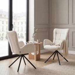 SONARA Single Luxury Chenille Swivel Accent Chair for Living Room in Beige - thumbnail 4