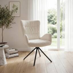 SONARA Single Luxury Chenille Swivel Accent Chair for Living Room in Beige - thumbnail 1