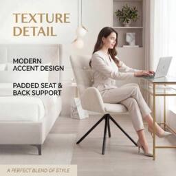 SONARA Single Luxury Chenille Swivel Accent Chair for Living Room in Beige - thumbnail 3
