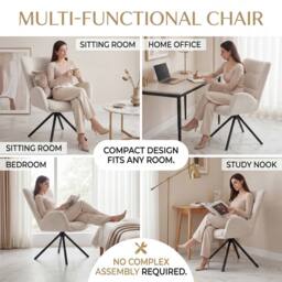 SONARA Single Luxury Chenille Swivel Accent Chair for Living Room in Beige - thumbnail 9