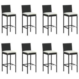 Berkfield Home 9 Piece Garden Bar Set with Cushions Poly Rattan Black - thumbnail 2