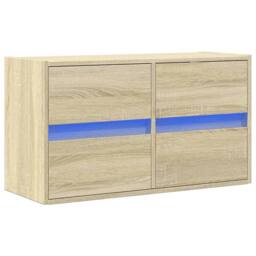 Berkfield Home TV Wall Cabinet with LED Lights Sonoma Oak 80x31x45 cm in Light Tan - Size: 80 x 31 x 45 cm - thumbnail 1