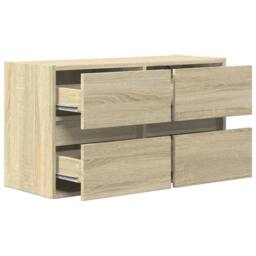 Berkfield Home TV Wall Cabinet with LED Lights Sonoma Oak 80x31x45 cm in Light Tan - Size: 80 x 31 x 45 cm - thumbnail 9
