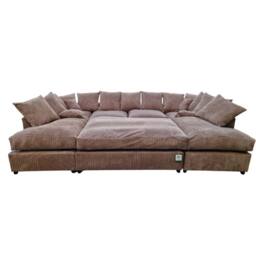 SNUG FURNITURE BIRMINGHAM LTD Large Fibre Seat U-Shaped Double Sofa with Extra-Wide Footstool in Medium Beige - thumbnail 3