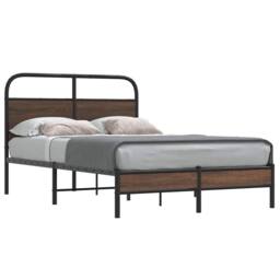 Berkfield Home Elegant Bed Frame without Mattress 140x190 cm Brown Oak Engineere - thumbnail 2