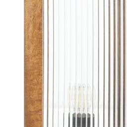 Wyld and Coco Mango Wood Table Lamp - Glass Panels Industrial Modern Brown - thumbnail 6