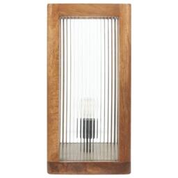 Wyld and Coco Mango Wood Table Lamp - Glass Panels Industrial Modern Brown - thumbnail 4