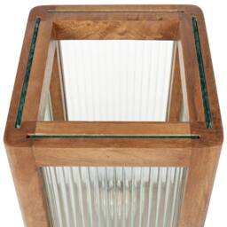 Wyld and Coco Mango Wood Table Lamp - Glass Panels Industrial Modern Brown - thumbnail 5