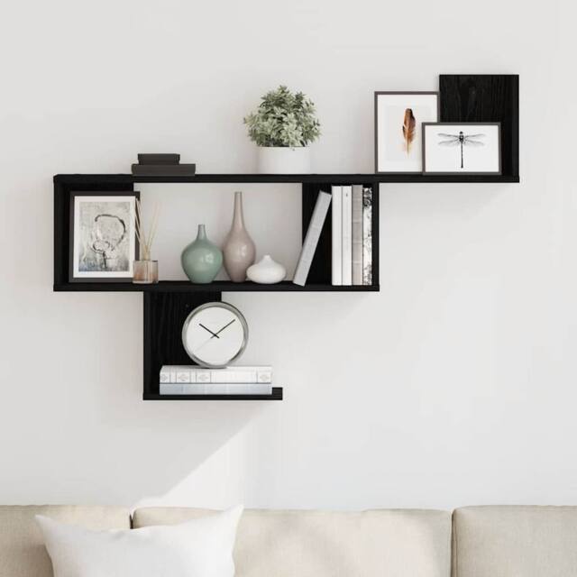 Berkfield Home Wall Shelf Black Oak 100x15x70 cm Engineered Wood - Size: 100 x 15 x 70 cm - image 1