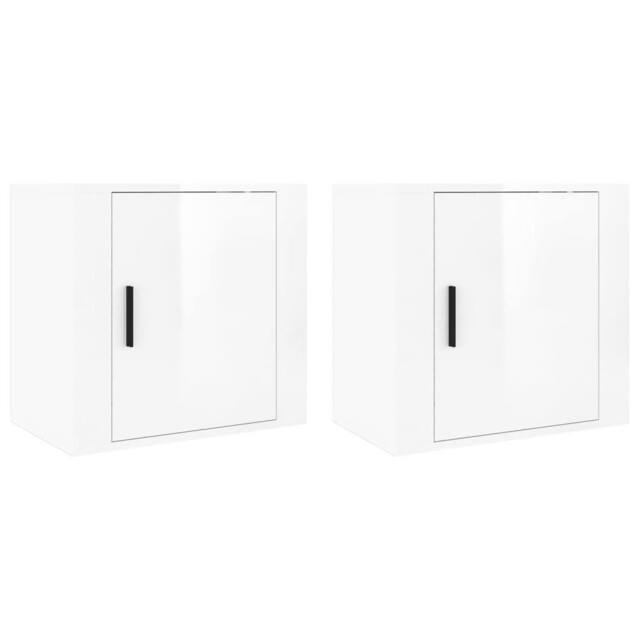 Berkfield Home Wall-mounted Bedside Cabinets 2 pcs High Gloss White 50x30x47cm - Size: 50 x 30 x 47 cm - image 1