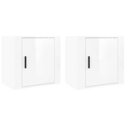 Berkfield Home Wall-mounted Bedside Cabinets 2 pcs High Gloss White 50x30x47cm - Size: 50 x 30 x 47 cm - thumbnail 1