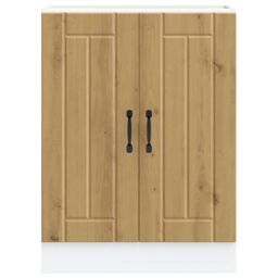 Berkfield Home Sink Base Cabinet Lucca Artisan Oak Engineered Wood in Brown - thumbnail 4