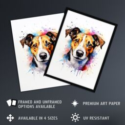 "Artery8 Wall Art Print Jack Russell Lovers Gift Watercolour Pet Portrait Painting Artwork Poster - Size: W18"" x H24""" - thumbnail 2