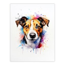 "Artery8 Wall Art Print Jack Russell Lovers Gift Watercolour Pet Portrait Painting Artwork Poster - Size: W18"" x H24""" - thumbnail 1