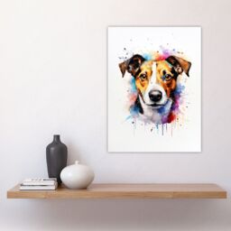 "Artery8 Wall Art Print Jack Russell Lovers Gift Watercolour Pet Portrait Painting Artwork Poster - Size: W18"" x H24""" - thumbnail 4