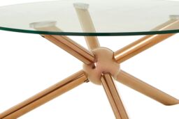 Orsina Distinctive Base Design Round Rose Gold Coffee Table, Elegant Display Table, Clear Tempered Glass Top Table - thumbnail 3