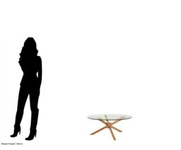 Orsina Distinctive Base Design Round Rose Gold Coffee Table, Elegant Display Table, Clear Tempered Glass Top Table - thumbnail 5