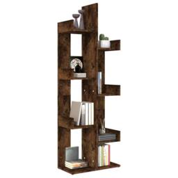 Berkfield Home Book Cabinet 48x25.5x140 cm Smoked Oak Engineered Wood in Brown - thumbnail 5