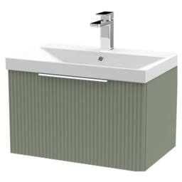 Balterley Tixall 1 Drawer Vanity Unit with Thin Edge Basin, Satin Green, 600mm in Green - thumbnail 1