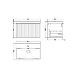 Balterley Tixall 1 Drawer Vanity Unit with Thin Edge Basin, Satin Green, 600mm in Green - thumbnail 2