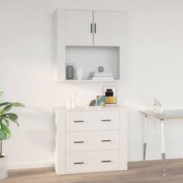 Berkfield Home Wall Cabinet White 80x33x80 cm Engineered Wood - Size: 80 x 33 x 80 cm - thumbnail 2