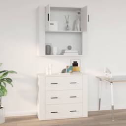 Berkfield Home Wall Cabinet White 80x33x80 cm Engineered Wood - Size: 80 x 33 x 80 cm - thumbnail 9