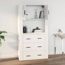 Berkfield Home Wall Cabinet White 80x33x80 cm Engineered Wood - Size: 80 x 33 x 80 cm - thumbnail 8