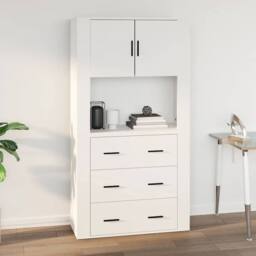 Berkfield Home Wall Cabinet White 80x33x80 cm Engineered Wood - Size: 80 x 33 x 80 cm - thumbnail 7