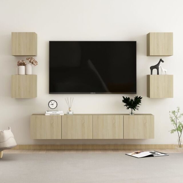 Berkfield Home 6 Piece TV Cabinet Set Sonoma Oak Engineered Wood in Brown - image 1