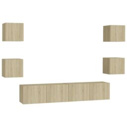 Berkfield Home 6 Piece TV Cabinet Set Sonoma Oak Engineered Wood in Brown - thumbnail 2