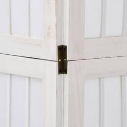Berkfield Home Room Divider 4 Panels White Solid Wood Paulownia - thumbnail 7