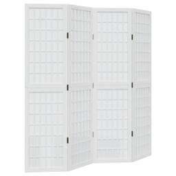 Berkfield Home Room Divider 4 Panels White Solid Wood Paulownia - thumbnail 3
