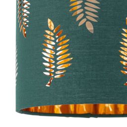 First Choice Lighting Chrome Jewelled Table Lamp with Dark Green Fern Shade in Silver - thumbnail 3