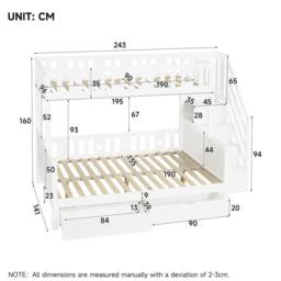 Matteo Solid Wood Bunk Bed with Storage & Star & Moon Motif - White - Size: Double - thumbnail 8