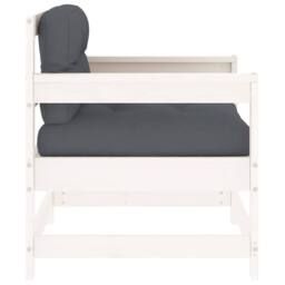 Berkfield Home Beautiful Garden Chairs with Cushions 2 pcs White Solid Wood Pine - thumbnail 6