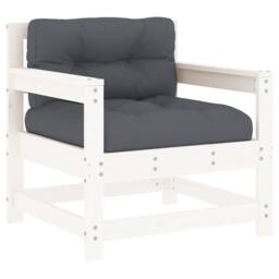 Berkfield Home Beautiful Garden Chairs with Cushions 2 pcs White Solid Wood Pine - thumbnail 1