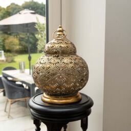 Madison & Mayfair Exquisite Small Gold Lantern with Intricate Detailing - thumbnail 3