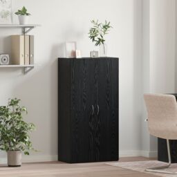 Berkfield Home Office Cabinet Black oak 60 x 32 x 115 cm Engineered wood - thumbnail 1