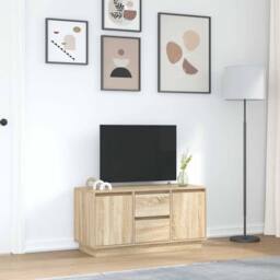Berkfield Home TV Cabinet with LED Lights Sonoma Oak 100x41x50 cm in Light Tan - Size: 100 x 41 x 50 cm - thumbnail 4