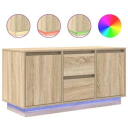 Berkfield Home TV Cabinet with LED Lights Sonoma Oak 100x41x50 cm in Light Tan - Size: 100 x 41 x 50 cm