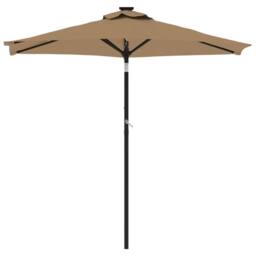 Berkfield Home Garden Parasol with Steel Pole Taupe 225x225x212 cm - Size: 225 x 225 x 212 cm - thumbnail 3