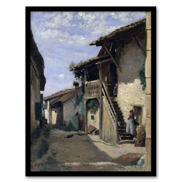 Artery8 Camille Corot Dardagny Rural Village Street Framed Wall Art Print - Size: A4 - image 1