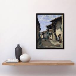 Artery8 Camille Corot Dardagny Rural Village Street Framed Wall Art Print - Size: A4 - thumbnail 4