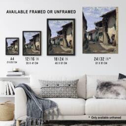Artery8 Camille Corot Dardagny Rural Village Street Framed Wall Art Print - Size: A4 - thumbnail 3