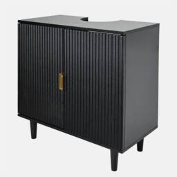 OHS Ribbed Undersink Bathroom Cabinet MDF Storage Organiser in Black - thumbnail 3
